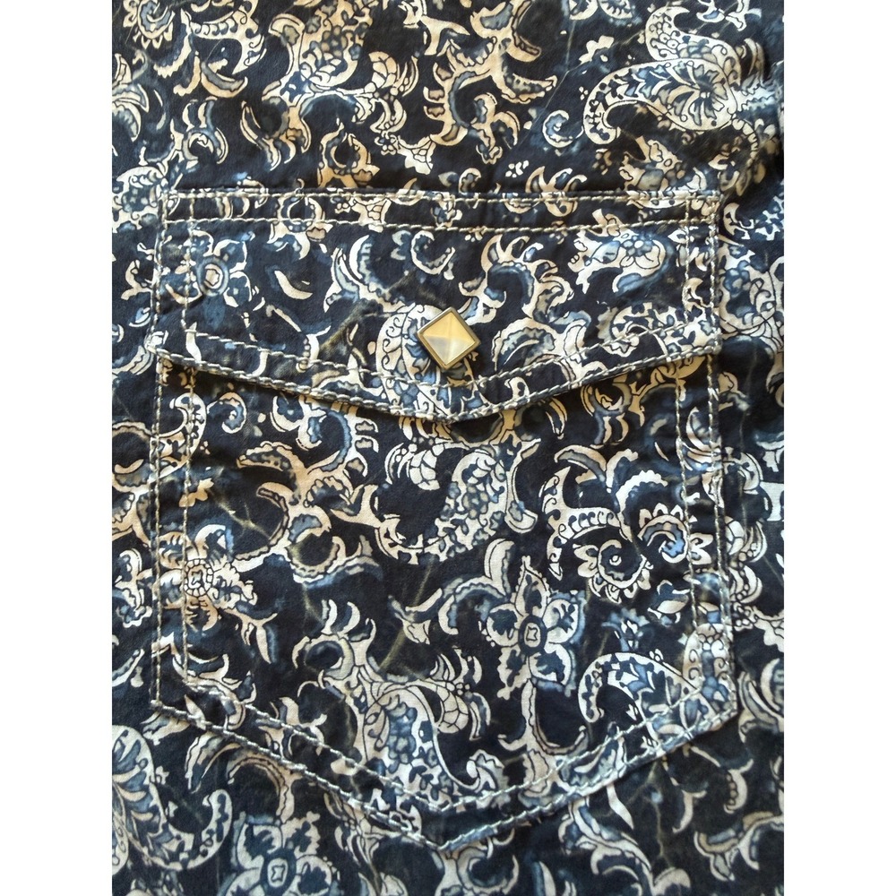 Rock and Roll Cowboy Mens Long Sleeve Western Pearl Snap Shirt Blue Paisley L - Picture 6 of 8